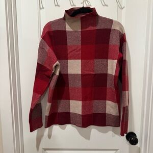 Tahari Red Buffalo Plaid Sweater, XL